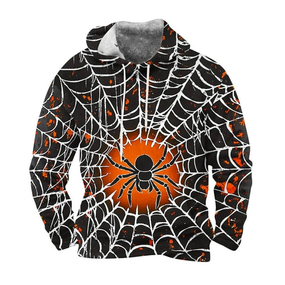 Yteetum Oversized Sweatshirt Hoodies for Men Halloween Graphic Print Drawstring Pullover Hooded Sweatshirts Tops Mens Casual Graphic Printed Lightweight Long Sleeve Hood Sweatshirts with Pocket Coats