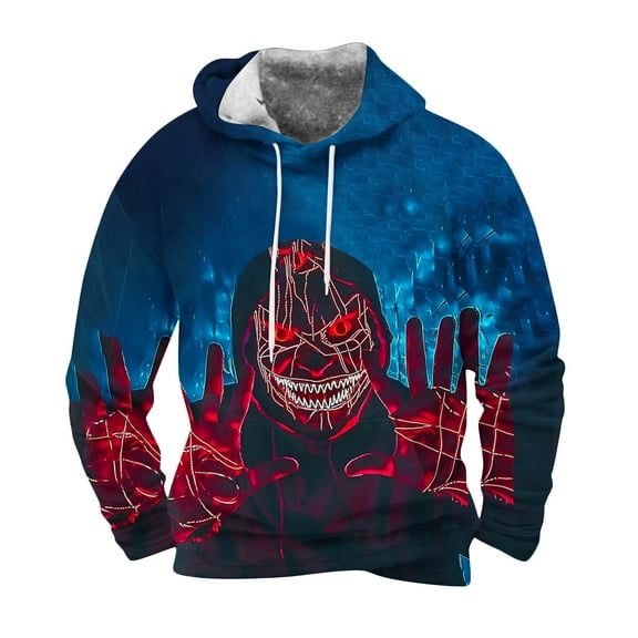 Yteetum Oversized Sweatshirt Hoodies for Men Halloween Graphic Print Drawstring Pullover Hooded Sweatshirts Tops Mens Casual Graphic Printed Lightweight Long Sleeve Hood Sweatshirts with Pocket Coats