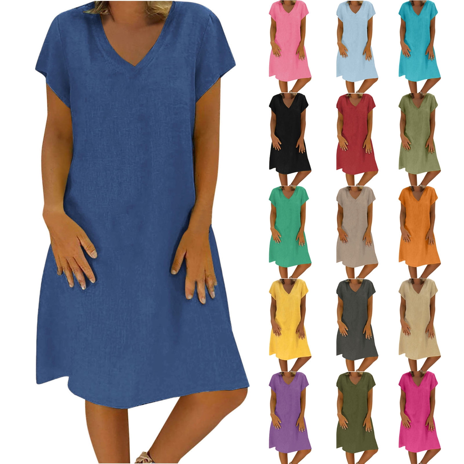 Women cotton dresses Summer Loose Hand-Made Pink Sleeveless Dress main image 0
