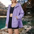 thumbnail image 1 of Yteetum Rain Jackets for Women Oversized Solid Lightweight Long Sleeve Sunproof Waterproof Windbreaker Zipper Hooded Jacket for Outdoor Travel Hiking Camp, 1 of 7