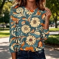thumbnail image 1 of Yteetum Shirts for Women Long Sleeve Crewneck Floral Printed T Shirt Tops Casual Round Neck Loose Comfy Blouses Fall Winter Outfits, 1 of 8