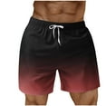 thumbnail image 1 of Yteetum Shorts For Men Swim Trunks Beach Shorts with Pockets Mens Summer Casual Gradient Printed Elastic Waist Drawstring Imitation Cotton Linen Shorts Quickly Dry Comfortable Lightweight Short Pants, 1 of 5