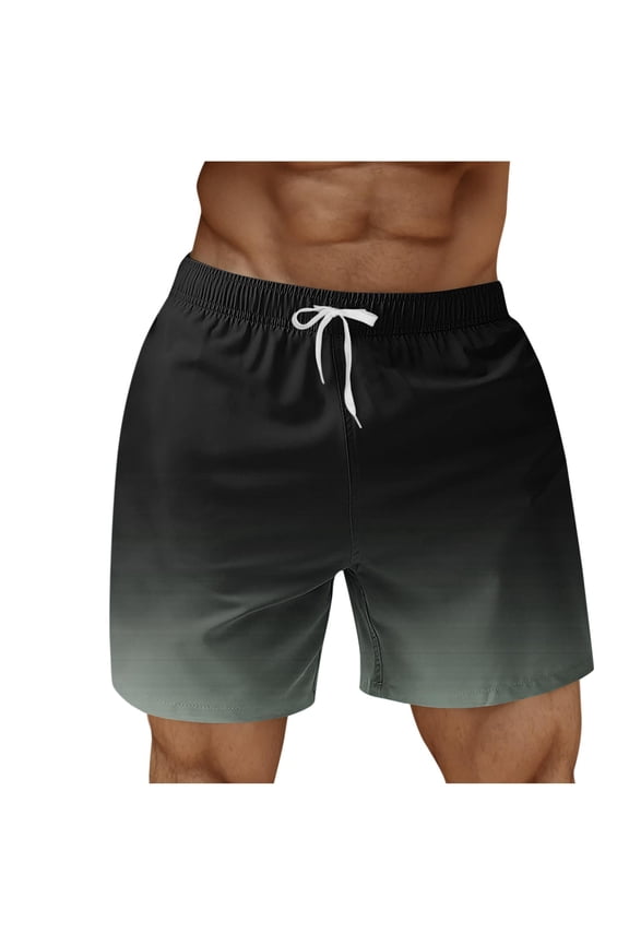 Shorts For Men Swim Trunks Beach Shorts with Pockets Mens Summer Casual Gradient Printed Elastic Waist Drawstring Imitation Cotton Linen Shorts Quickly Dry Comfortable Lightweight Short Pants