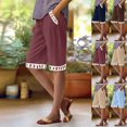 thumbnail image 1 of Yteetum Shorts for Women Bermuda Shorts Solid Color Casual Summer Cotton and Linen Loose Comfortable Shorts with Pockets, 1 of 7