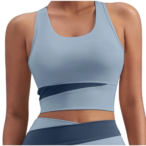 Yteetum Sports Bras for Women Padded Workout Tank Tops Summer Sleeveless Fitness Gym Crop Tops Solid Lightweight Comfy Athletic Yoga Tanks