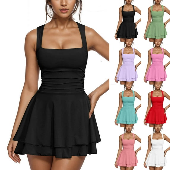 Yteetum Summer Dress for Women Sundress Loose Dress for Women Casual Mini Dress Crew Ncek Short Sleeve Women'S Fashion Vocation Dress Women'S Day Dresses - Spring/Summer Clearance