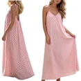 thumbnail image 1 of Yteetum Summer Dresses for Women Sleeveless Boho Print Tie Shoulder Spaghetti Strap Backless Cami Dresses Sundress Casual Solid Loose Comfy Travel Vacation Beach Dress, 1 of 7
