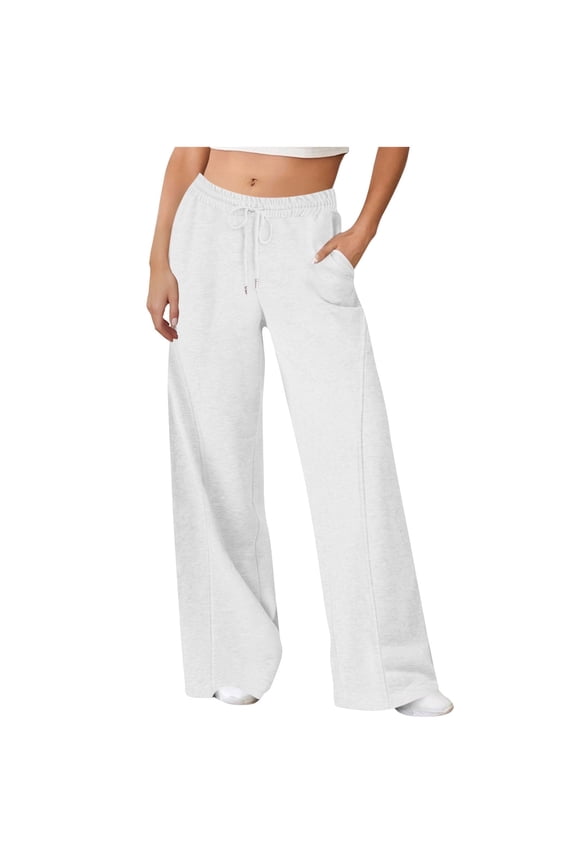 Sweatpants Women Oversize High Waisted Baggy Drawstring Wide Leg Sweatpants Womens Casual Solid Loose Straight Leg Athletic Joggers Sweatpants Fall Workout Sweat Long Pants with Pockets