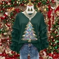 thumbnail image 1 of Yteetum Sweatshirt for Women Oversized Crewneck Christmas Pleated Ruffle Trim Pullover Hoodless Sweatshirts Tops Womens Casual Christmas Graphic Print Round Neck Loose Lantern Sleeve Xmas Sweatshirts, 1 of 5