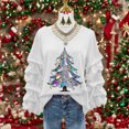 thumbnail image 1 of Yteetum Sweatshirt for Women Oversized Crewneck Christmas Pleated Ruffle Trim Pullover Hoodless Sweatshirts Tops Womens Casual Christmas Graphic Print Round Neck Loose Lantern Sleeve Xmas Sweatshirts, 1 of 5