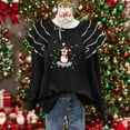 thumbnail image 1 of Yteetum Sweatshirt for Women Oversized Crewneck Merry Christmas Pleated Ruffle Trim Drop Shoulder Pullover Hoodless Sweatshirts Womens Casual Round Neck Loose Lantern Sleeve Xmas Holiday Sweatshirts, 1 of 7