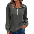 thumbnail image 1 of Yteetum Sweatshirts for Women Oversized 1/4 Zipper V-neck Knitted Pullover Sweatshirts Jackets Outerwear Womens Casual Solid Quarter Zipper Lightweight Loose Fits Long Sleeve Hoodless Sweatshirts Top, 1 of 7
