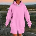 thumbnail image 1 of Yteetum Sweatsuits for Women 2 Piece Outfits Set Oversized Solid Loose Long Sleeved Pullover Hoodies Sweatshirts and Shorts Two Piece Sets Drawstring Hoodie Sweatshirt Lounge Short Matching Tracksuit, 1 of 6