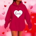thumbnail image 1 of Yteetum Valentine Gift Woem's Valentines Heart Print Hoodies Plus Size Drawstring Hooded Sweatshirt Top Womens Casual Solid Overszied Graphic Printed Loose Comfy Hood Fall Spring Clothes, 1 of 6