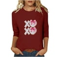 thumbnail image 1 of Yteetum Valentine's Day 3/4 Sleeve Tops for Women Oversized Crewneck Valentines Graphic Print Short Sleeve T Shirt Womens Casual Solid Round Neck Loose Comfy Three Quarter Sleeve Shirt Spring Clothes, 1 of 6