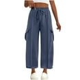 thumbnail image 1 of Yteetum Wide Leg Pants Woman High Waist Drape Loose Straight Leg Oversize Lounge Pants Womens Casual Solid Slim Fit Drawstring Lightweight Comfortable Fits Pant with Pockets, 1 of 7