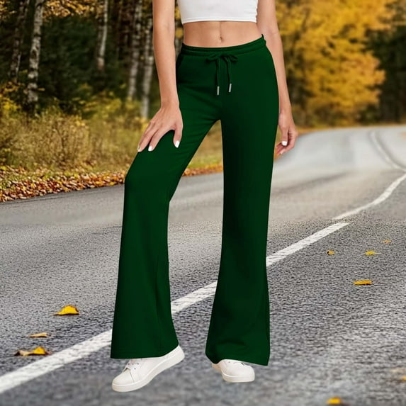 Yteetum Wide Leg Sweatpants for Women Oversized Elastic Waisted Drawstring Athletic Baggy Flared Sports Sweatpants Womens Solid Loose Straight Leg Workout Pant Plus Size Running Fitness Sweatpants