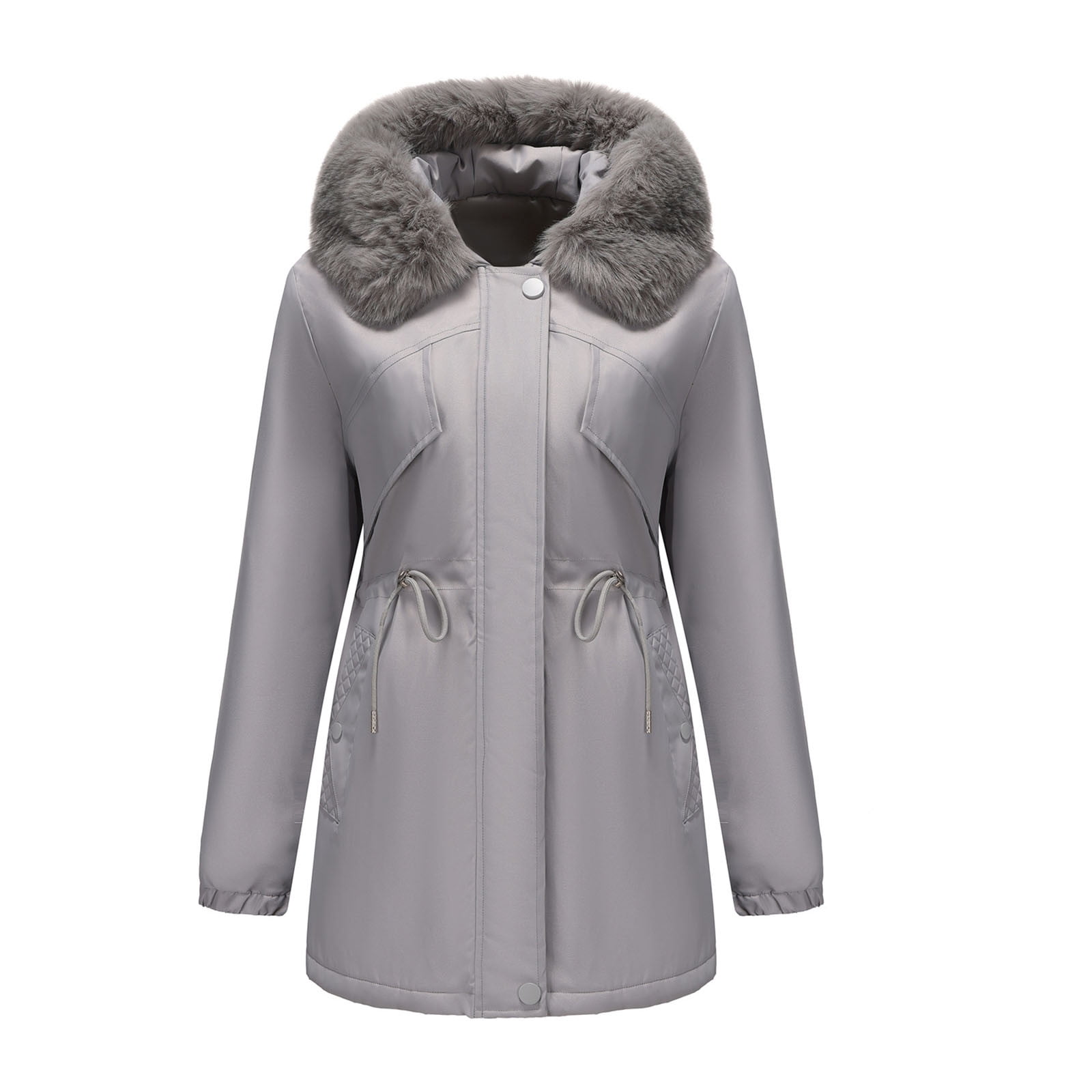 Hooded Coat Grey Teddy Faux Fur Coat Kenneth Cole New York Shaggy 