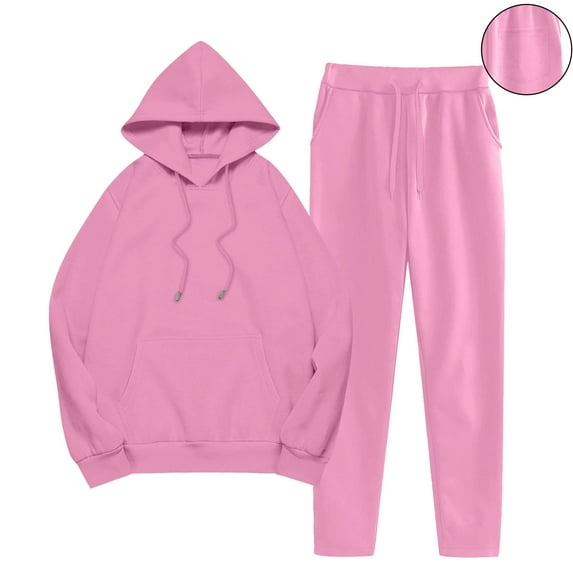 Yteetum Women's 2 Piece Set Sweatsuits Outfits Lounge Hoodie Sweatsuit Sets Womens Casual Solid Loose Fit Jogger Sports Pockets Sweatsuit Long Sleeve Drawstring Hoodies and Sweatpant Set