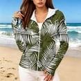 thumbnail image 1 of Yteetum Women's 50+ UPF Sun Protection Hoodies Summer Long Sleeve Zip Up Thumb Holes Hooded Jackets Casual Printed Lightweight Loose Vacation Beach Hoodie, 1 of 1