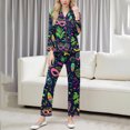 thumbnail image 1 of Yteetum Women's Carnival Pajamas Sets Oversized Lapel Mardi Gras Print Button Long Sleeve Sleepwear T Shirt and Pjs Pant 2 Piece Matching Set Casual Turndown Plus Size Pajama and Pants Loungewear Set, 1 of 9