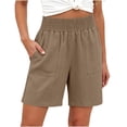 thumbnail image 1 of Yteetum Women's Cotton Linen Shorts Summer Mid Rise Elastic Waist Shorts Casual Solid Loose Lightweight Breathable Travel Vacation Shorts, 1 of 6