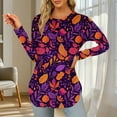 thumbnail image 1 of Yteetum Women's Crewneck Long Sleeve Shirts, Fall Casual Maple Leaf Print Loose Soft Tunic T-Shirts for Womens Round Neck Poullover Basic Tee Blouse Tops, Fall and Winter Base Layer Shirts, 1 of 3