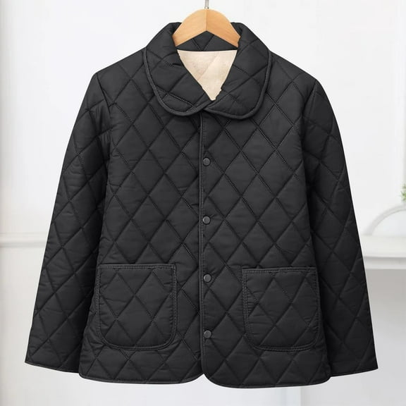 Yteetum Women's Diamond Pattern Down Quilted Coats Oversized Winter Windproof Warm Down Cotton Quilted Jackets Womens Casual Loose Thicken Warm Button Down Puffer Jackets Fall Winter Clothes