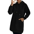 thumbnail image 1 of Yteetum Women's Oversize Hoodies Dress Drawstring Slim Pullover Maxi Hoodie Dress Coats Womens Casual Solid Loose Long Sleeve Hooded Sweatshirt Dress with Belted Pockets Outerwear Fall Clothes, 1 of 9