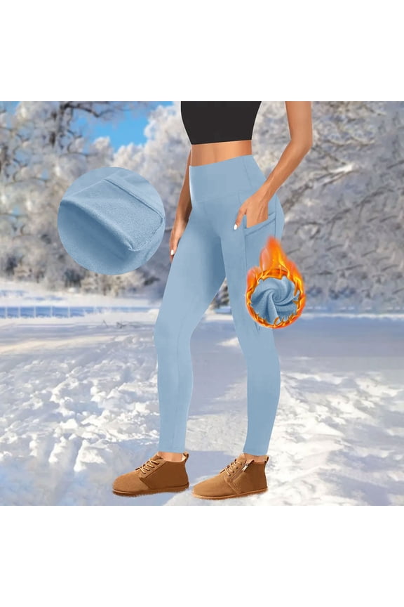 Yteetum Women's Fleece Lined Leggings Oversized Thermal Thick High Waist Tummy Control Workout Running Yoga Legging Womens Casual Solid Fleece Fitness Sports Yoga Athletic Leggings Winter Warm Tights