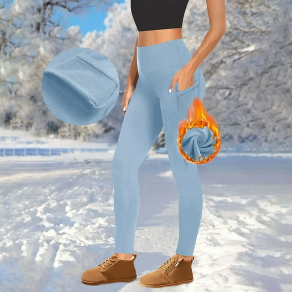 Yteetum Women's Fleece Lined Leggings Oversized Thermal Thick High Waist Tummy Control Workout Running Yoga Legging Womens Casual Solid Fleece Fitness Sports Yoga Athletic Leggings Winter Warm Tights