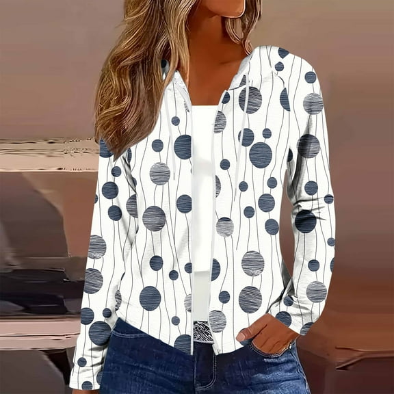 Yteetum Women's Floral Print Full-Zip Cardigan Hoodies Jacket Fall Lightweight Long Sleeve Hoodie Sweatshirts Ladies Casual Comfy Loose Long Sleeve Hoodies Streetwear Fashion Coat with Pockets