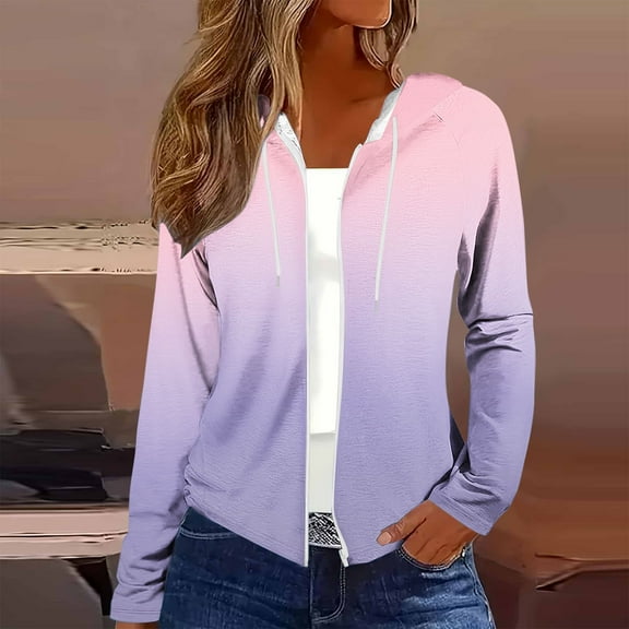 Yteetum Women's Floral Print Full-Zip Cardigan Hoodies Jacket Fall Lightweight Long Sleeve Hoodie Sweatshirts Ladies Casual Comfy Loose Long Sleeve Hoodies Streetwear Fashion Coat with Pockets