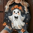 thumbnail image 1 of Yteetum Women's Halloween Sweatshirts Oversize Fleece Cute Ghost Graphic Print Crewneck Pullover Sweatshirts Tops Womens Casual Round Neck Loose Sports Long Sleeve Hoodless Sweatshirts Fall Clothes, 1 of 9