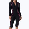 thumbnail image 1 of Yteetum Women's Long Sleeve Wetsuit Swimsuit Shorts Diving Suit with Chest Pads and No Steel Support Conservative Swimsuit - Front Zip Wet Suit for Snorkeling, Surfing, Paddleboarding, Water Sports, 1 of 9