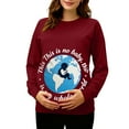 thumbnail image 1 of Yteetum Women's Maternity Crewneck Sweatshirts Plus Size Pregnancy Graphic Print Long Sleeve T Shirts Pullover Hoodless Sweatshirts Tops Womens Casual Oversized Round Neck Comfy Funny Printed Shirts, 1 of 6