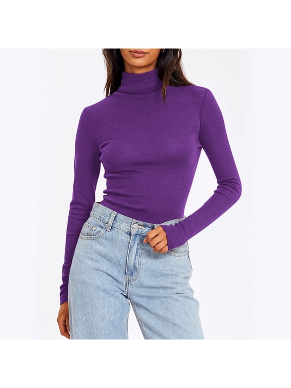 Women's Mock Neck Long Sleeve Tops Oversized Turtleneck Slim Thermal Tight Underwear Long Sleeve T Shirts Womens Casusal Solid Plus Size Base Layer Loose Comfy Tees Shirt Fall Spring Clothes