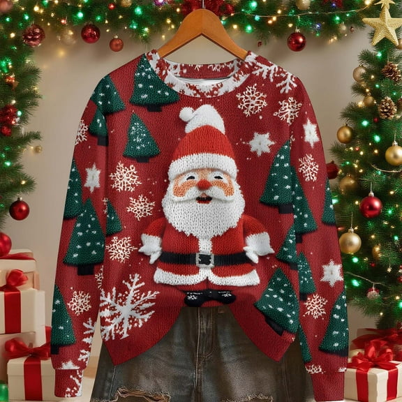 Yteetum Women's Oversize Sweatshirts Merry Christmas Graphic Print Fleece Crewneck Pullover Hoodless Sweatshirts Womens Casual Solid Plus Size Round Neck Lightweight Long Sleeve Sweatshirts Warm Top