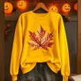 thumbnail image 1 of Yteetum Women's Oversize Sweatshirts Thanksgiving Maple Leaf Pinted Crewneck Hoodless Sweatshirt Tops Womens Casual Graphic Print Round Neck Loose Fits Long Sleeve Sweatshirts Fall Outfits, 1 of 6