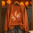 thumbnail image 1 of Yteetum Women's Oversize Sweatshirts Thanksgiving Maple Leaf Pinted Crewneck Hoodless Sweatshirt Tops Womens Casual Graphic Print Round Neck Loose Fits Long Sleeve Sweatshirts Fall Outfits, 1 of 6