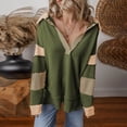 thumbnail image 1 of Yteetum Women's Oversized Striped Sweatshirts V Neck Drop Shoulder Long Sleeve Patchwork Pullover Sweatshirts Top Womens Casual Colorblock Loose Fits Long Sleeve Hoodless Sweatshirt Fall Clothes, 1 of 4