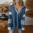 thumbnail image 1 of Yteetum Women's Oversized Striped Sweatshirts V Neck Drop Shoulder Long Sleeve Patchwork Pullover Sweatshirts Top Womens Casual Colorblock Loose Fits Long Sleeve Hoodless Sweatshirt Fall Clothes, 1 of 3