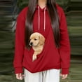 thumbnail image 1 of Yteetum Women's Pet Pouch Hoodies Oversized Drawstring Front Carry Pet Carrier Pullover Hooded Sweatshirts Womens Casual Solid Loose Pet Big Pockets Long Sleeve Hooded Sweatshirts Fall Winter Clothes, 1 of 6