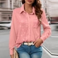thumbnail image 1 of Yteetum Women's Sequin T Shirts Oversized Lapel Glitter Sparkly Prom Party Pullover Top Button Down Long Sleeve Shirt Women Casual Plus Size Turndown Collar Sequined Comfy Tee Party Club Night Blouse, 1 of 8