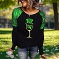 thumbnail image 1 of Yteetum Women's St Patrick's Day T Shirts Top Oversized Crewneck Glitter Luckys Irish Shamrocks Paddy's Day Graphic Print Long Sleeve Shirt Womens Casual Plus Size Round Neck Loose Fits Comfy Tees, 1 of 9