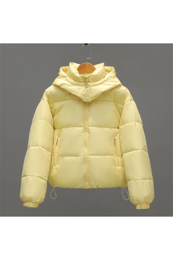 Women's Stand Collar Quilted Puffer Jackets Oversize Zipper Quilted Puffer Hooded Jacket Outerwear Coat Womens Casual Solid Winter Thickened Long Sleeves Hooded Coat Fall Winter Clothes
