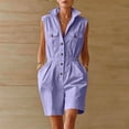 thumbnail image 1 of Yteetum Women's Summer Button Down Jumpsuits Rompers Oversized Turndown Collared Short Jumpsuit Women Casual Solid Stand Collared Loose Lightweight Comfy Overalls, 1 of 9