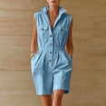thumbnail image 1 of Yteetum Women's Summer Button Down Jumpsuits Rompers Oversized Turndown Collared Short Jumpsuit Women Casual Solid Stand Collared Loose Lightweight Comfy Overalls, 1 of 9
