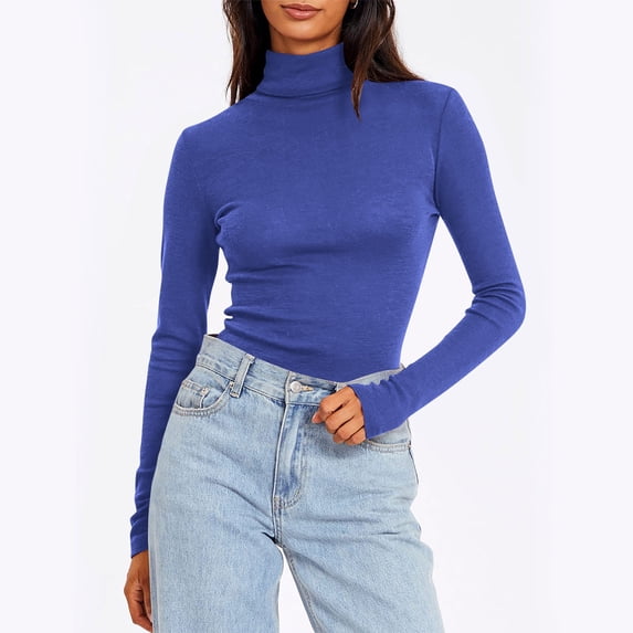 Yteetum Women's Turtleneck Long Sleeve Shirts Oversized Mock Neck Slim Thermal Tight Underwear T Shirt Tops Womens Casusal Solid Plus Size Base Layer Loose Comfy Shirt Undershirt Fall Spring Clothes