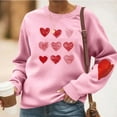 thumbnail image 1 of Yteetum Women's Valentine's Day Sweatshirts Oversized Crewneck Valentines Heart Graphic Print Hoodless Sweatshirt Womens Casual Plus Size Round Neck Loose Comfy Sweatshirt Fall Spring Clothes, 1 of 5
